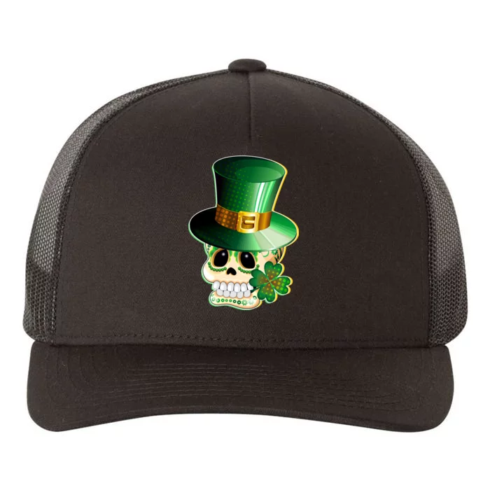 Leprechaun Sugar Irish Skull Yupoong Adult 5-Panel Trucker Hat