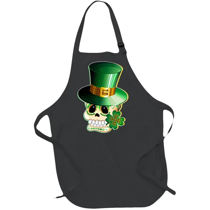 Leprechaun Sugar Irish Skull Full-Length Apron With Pocket