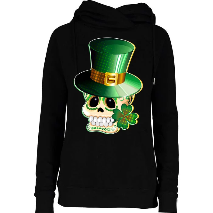 Leprechaun Sugar Irish Skull Womens Funnel Neck Pullover Hood