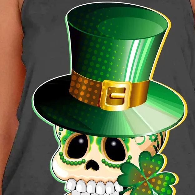 Leprechaun Sugar Irish Skull Women's Knotted Racerback Tank