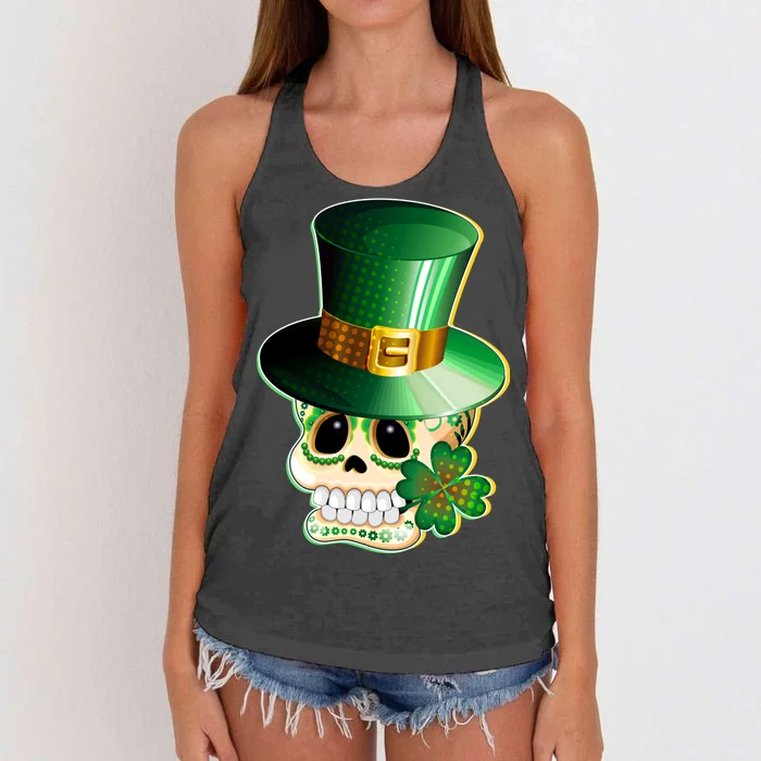 Leprechaun Sugar Irish Skull Women's Knotted Racerback Tank