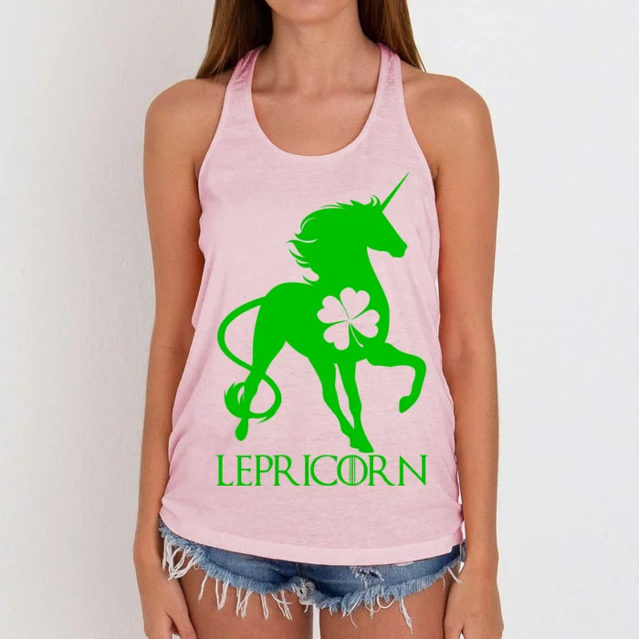 Lepricorn Leprechaun Unicorn St. Patrick's Day Women's Knotted Racerback Tank