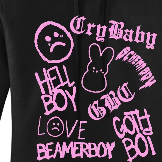 Lil Emo Rap Goth Peep Hip Hop Tattoo Women's Pullover Hoodie