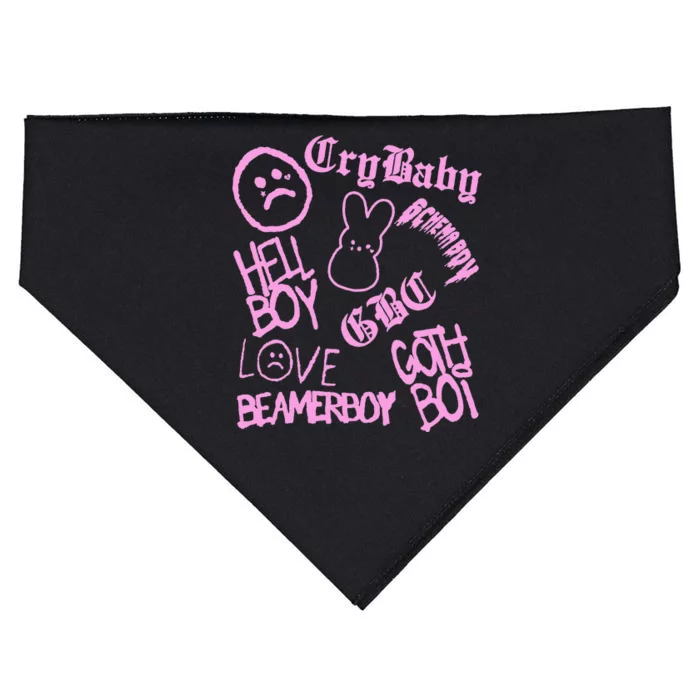 Lil Emo Rap Goth Peep Hip Hop Tattoo USA-Made Doggie Bandana