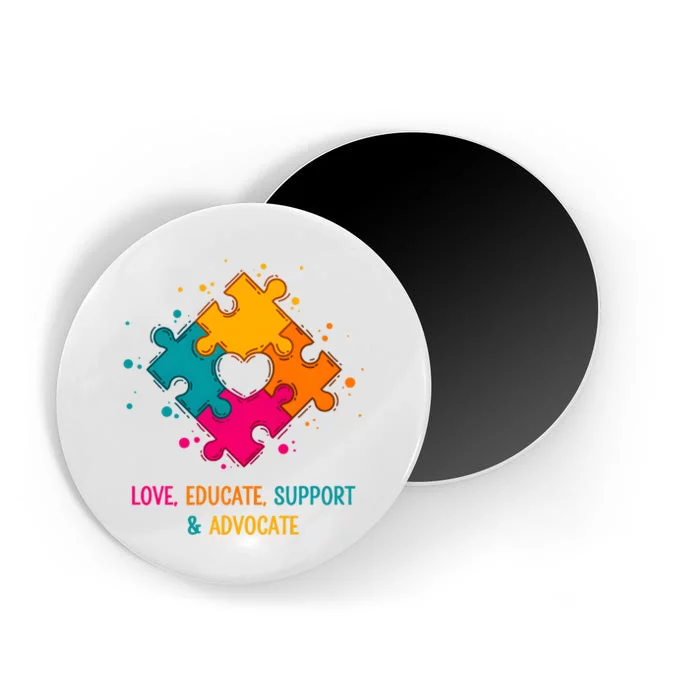 Love Educate Support And Advocate Cute Autism Teacher Magnet