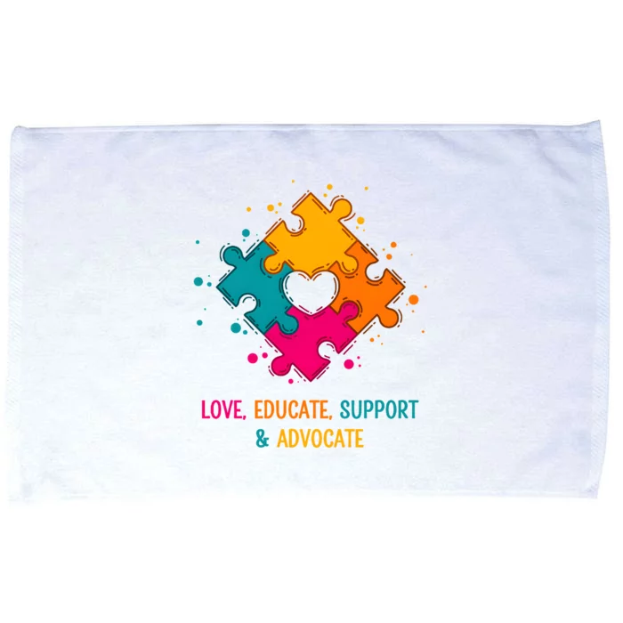 Love Educate Support And Advocate Cute Autism Teacher Microfiber Hand Towel