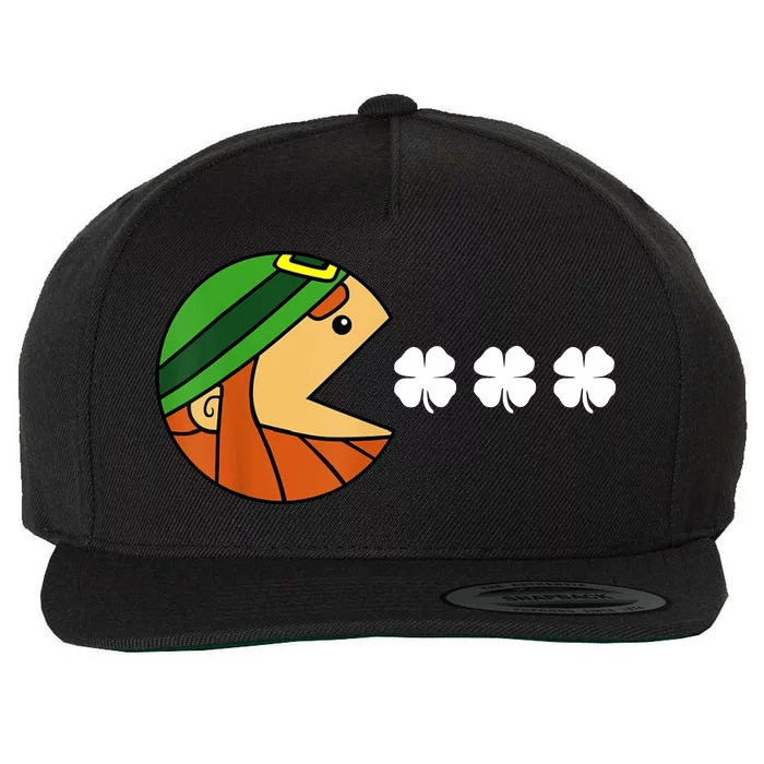 Leprechaun Eating Shamrock Wool Snapback Cap