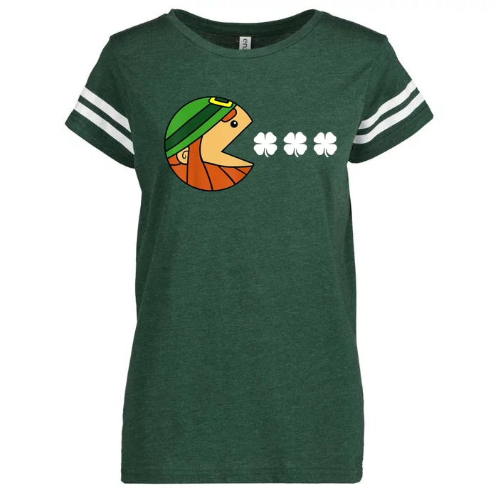 Leprechaun Eating Shamrock Enza Ladies Jersey Football T-Shirt