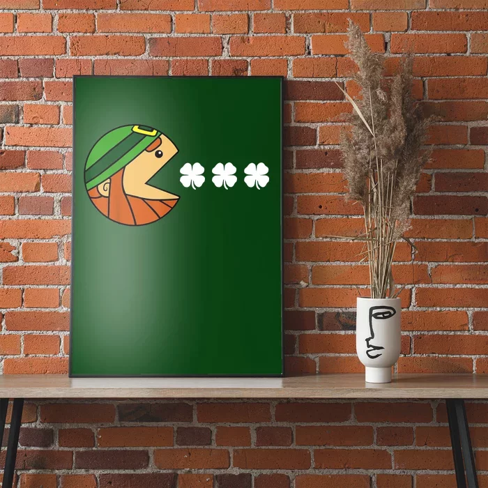 Leprechaun Eating Shamrock Poster