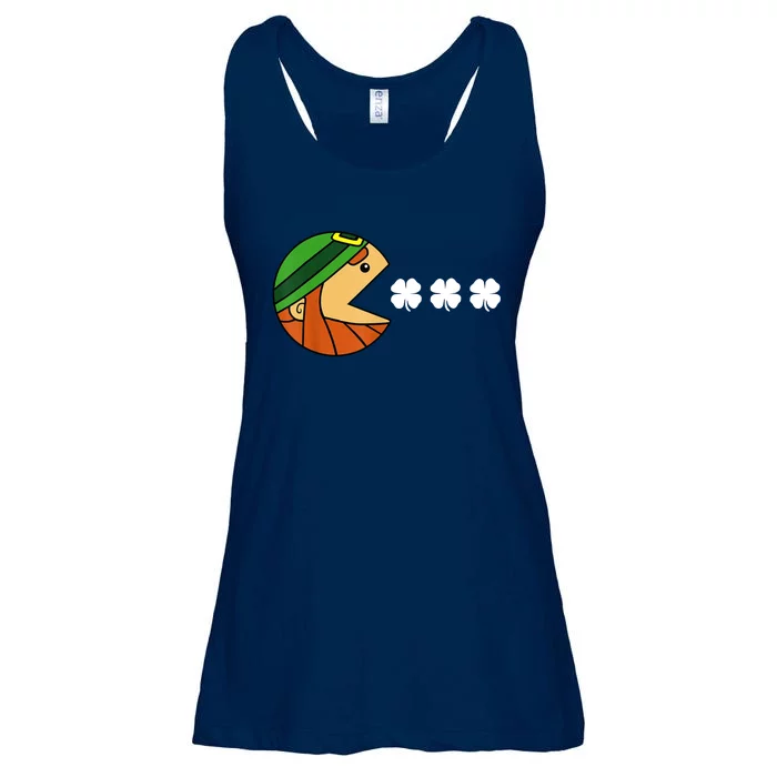 Leprechaun Eating Shamrock Ladies Essential Flowy Tank