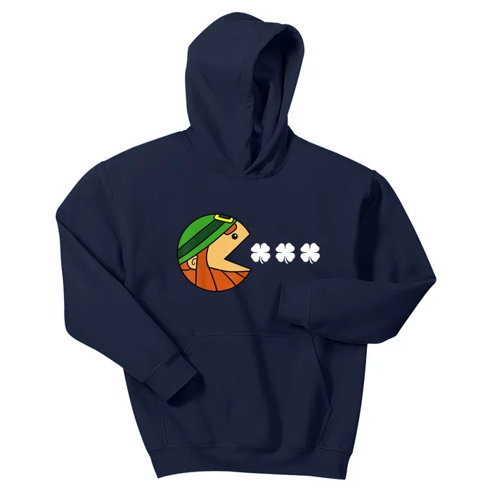 Leprechaun Eating Shamrock Kids Hoodie