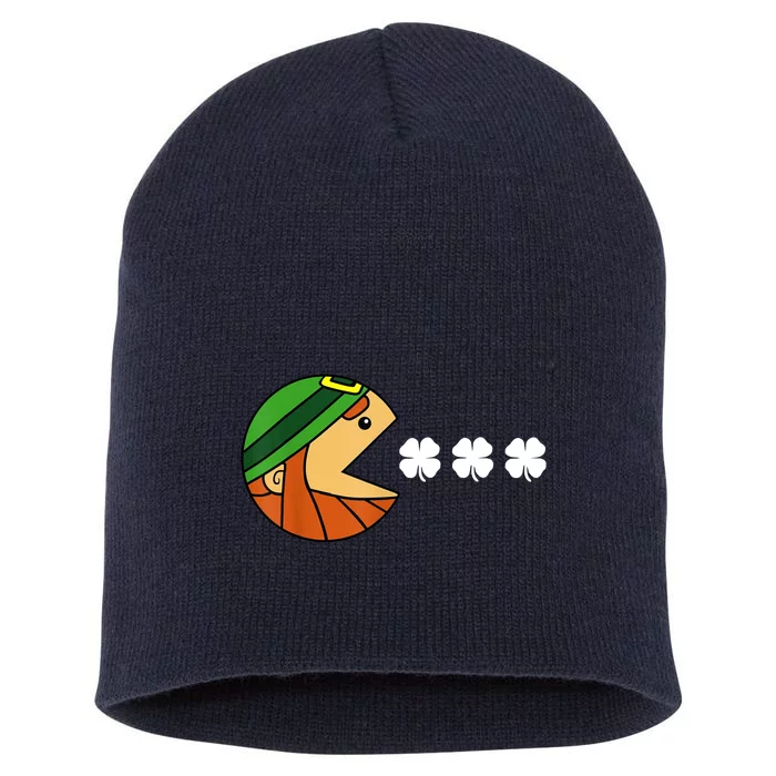 Leprechaun Eating Shamrock Short Acrylic Beanie