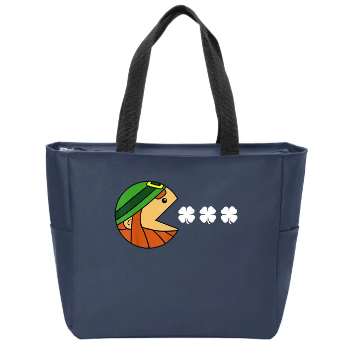 Leprechaun Eating Shamrock Zip Tote Bag