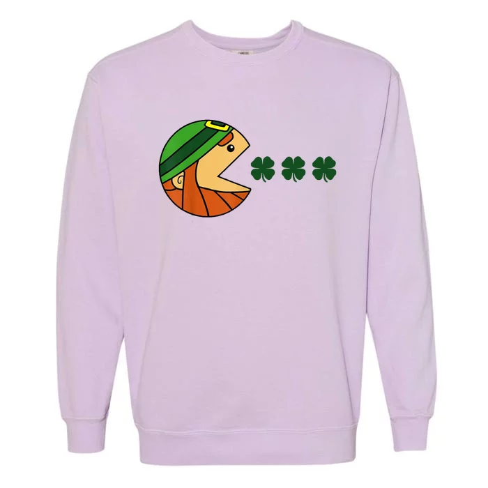 Leprechaun Eating Shamrock Garment-Dyed Sweatshirt