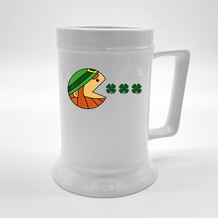 Leprechaun Eating Shamrock Front & Back Beer Stein