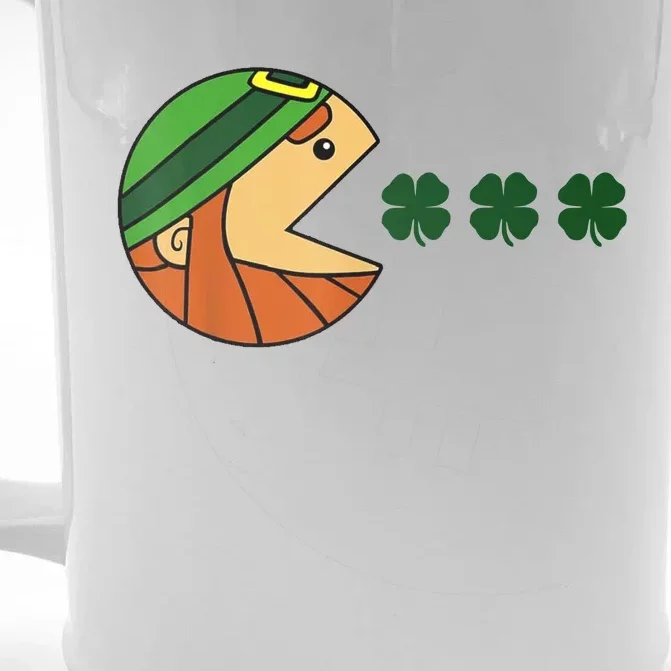 Leprechaun Eating Shamrock Front & Back Beer Stein