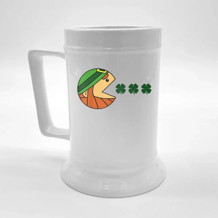 Leprechaun Eating Shamrock Front & Back Beer Stein