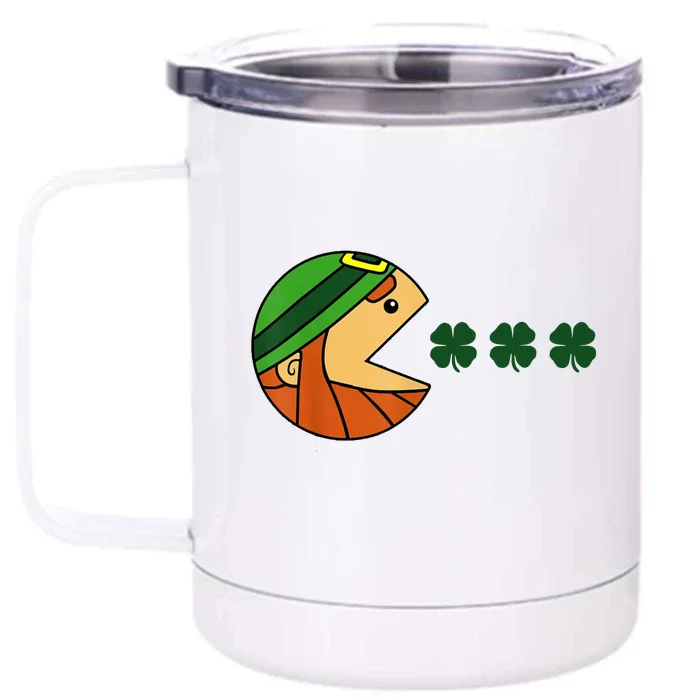 Leprechaun Eating Shamrock Front & Back 12oz Stainless Steel Tumbler Cup