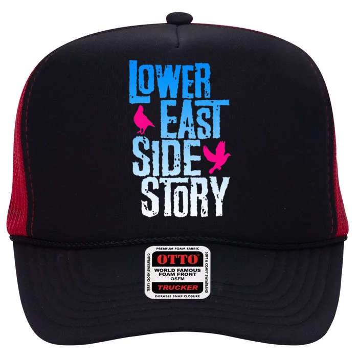 Lower East Side Story Blue High Crown Mesh Trucker Hat