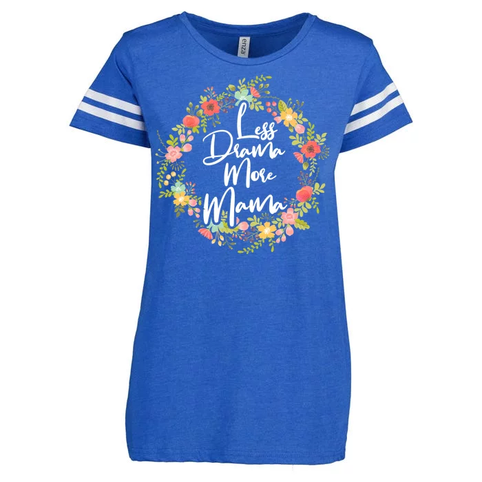 Less Drama More Mama Floral Wreath Enza Ladies Jersey Football T-Shirt