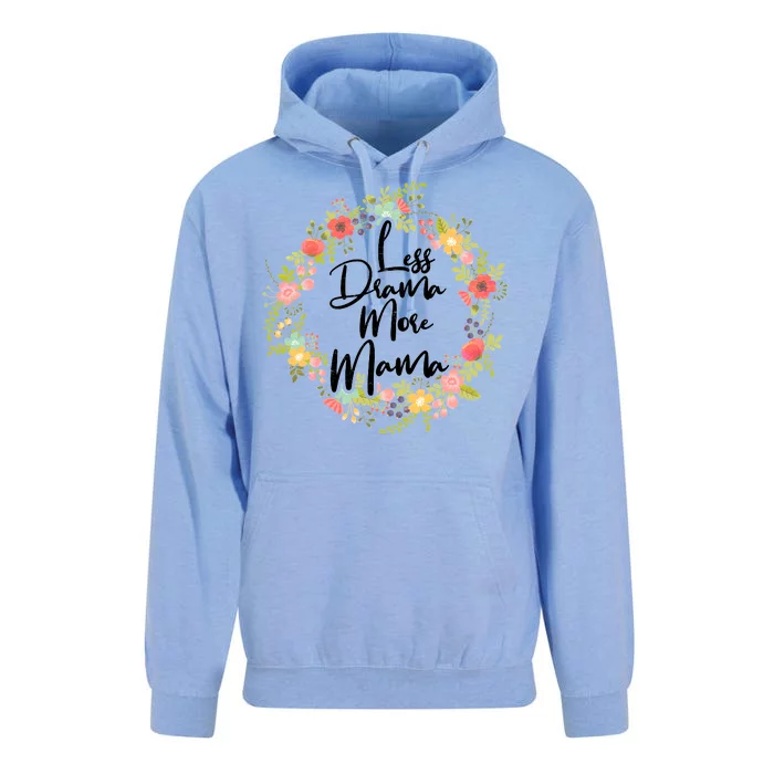 Less Drama More Mama Floral Wreath Unisex Surf Hoodie