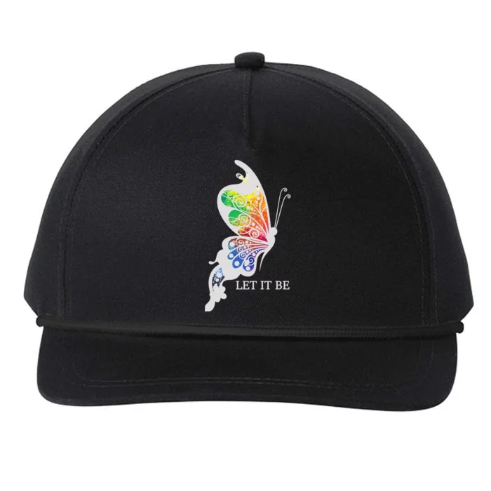 Let It Be Colorful Butterfly Snapback Five-Panel Rope Hat