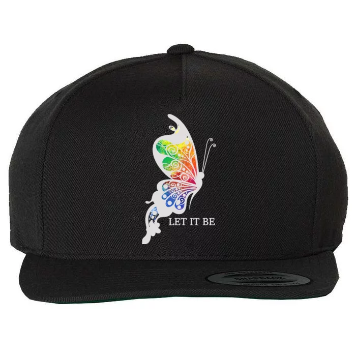 Let It Be Colorful Butterfly Wool Snapback Cap