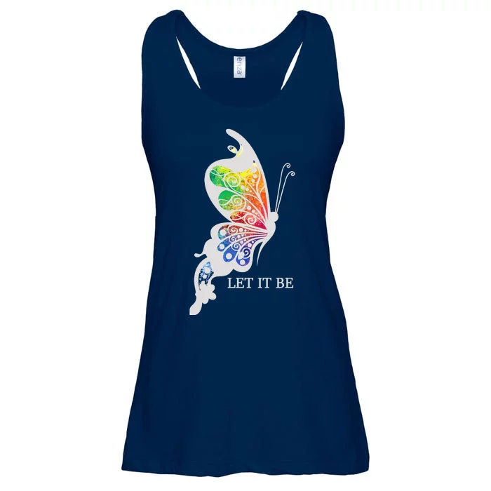 Let It Be Colorful Butterfly Ladies Essential Flowy Tank