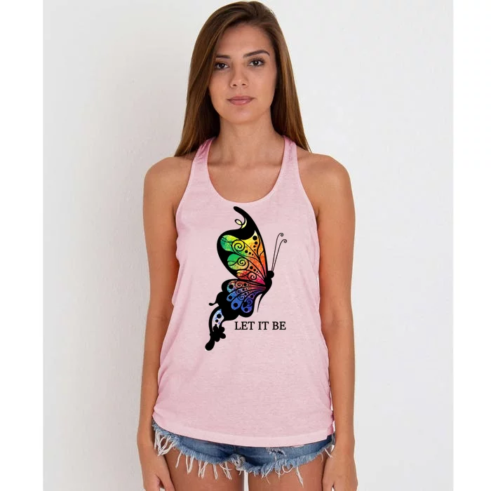 Let It Be Colorful Butterfly Women's Knotted Racerback Tank