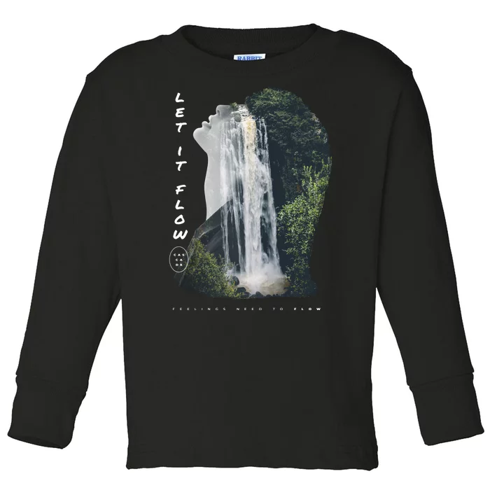 Let It Flow Waterfall Art Toddler Long Sleeve Shirt