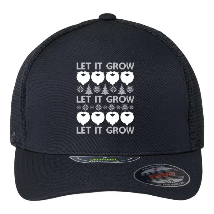 Let It Grow Santa Beard Ugly Christmas Sweater Flexfit Unipanel Trucker Cap