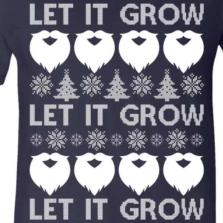 Let It Grow Santa Beard Ugly Christmas Sweater V-Neck T-Shirt