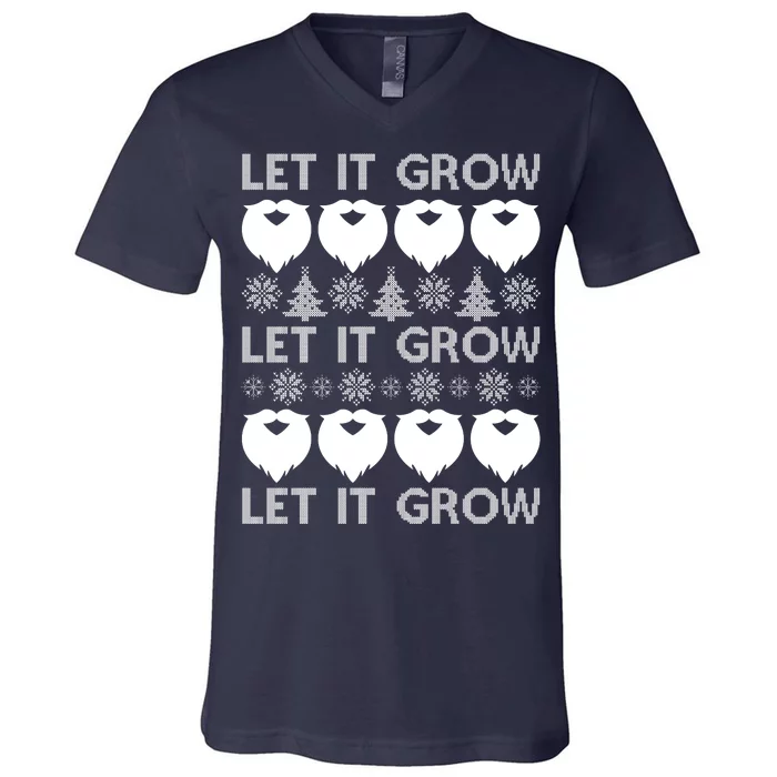 Let It Grow Santa Beard Ugly Christmas Sweater V-Neck T-Shirt