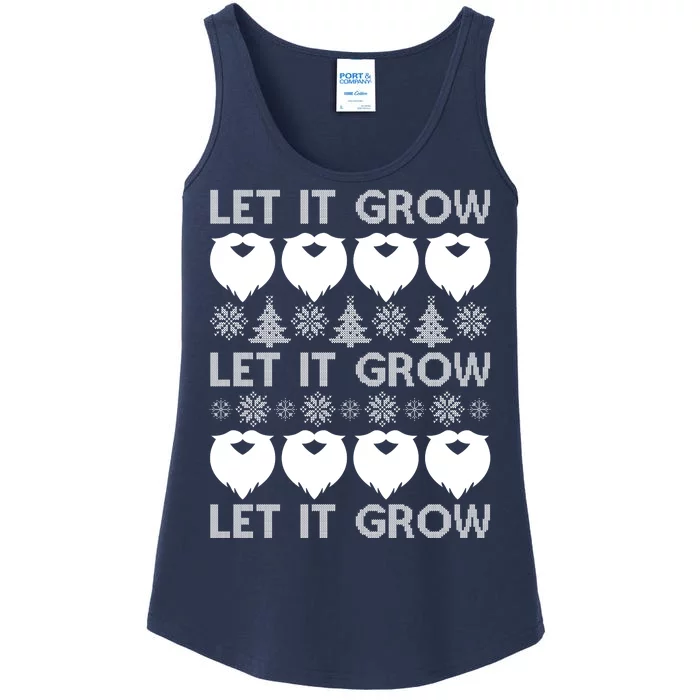 Let It Grow Santa Beard Ugly Christmas Sweater Ladies Essential Tank