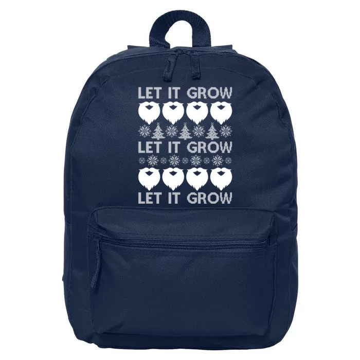 Let It Grow Santa Beard Ugly Christmas Sweater 16 in Basic Backpack