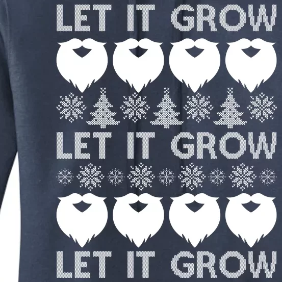 Let It Grow Santa Beard Ugly Christmas Sweater Women's Pullover Hoodie