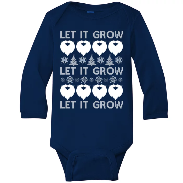 Let It Grow Santa Beard Ugly Christmas Sweater Baby Long Sleeve Bodysuit