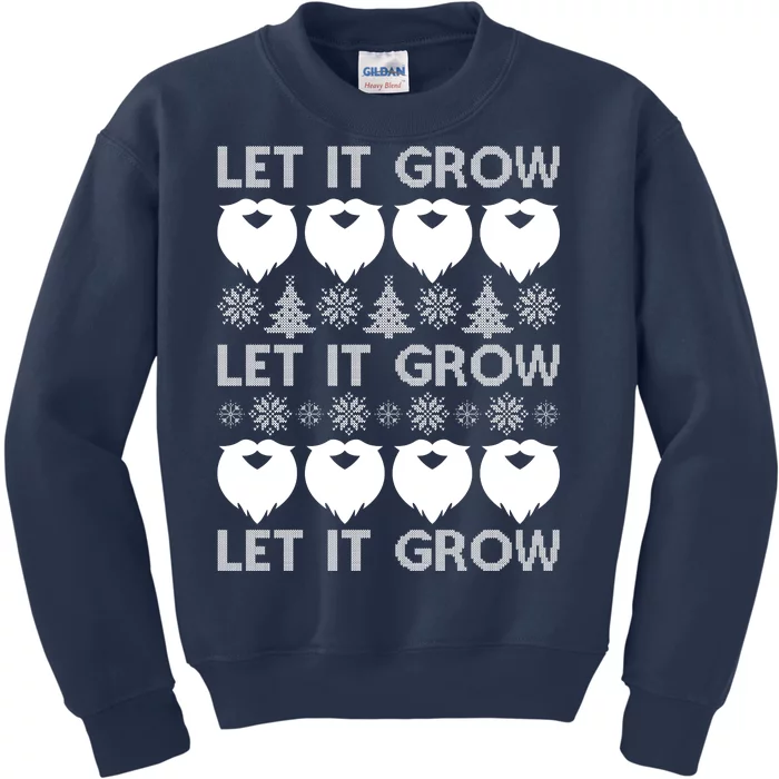 Let It Grow Santa Beard Ugly Christmas Sweater Kids Sweatshirt