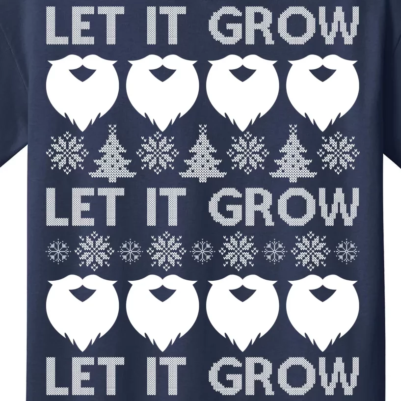 Let It Grow Santa Beard Ugly Christmas Sweater Kids T-Shirt