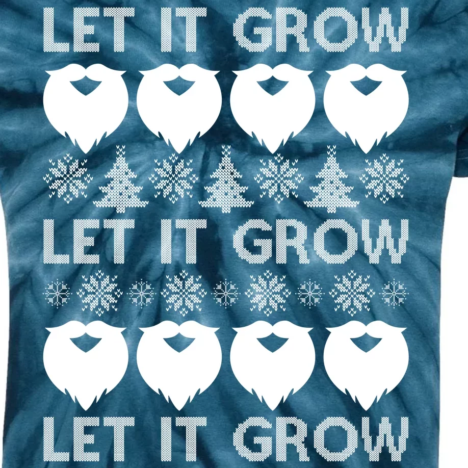 Let It Grow Santa Beard Ugly Christmas Sweater Kids Tie-Dye T-Shirt