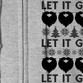 Let It Grow Santa Beard Ugly Christmas Sweater Full Zip Hoodie