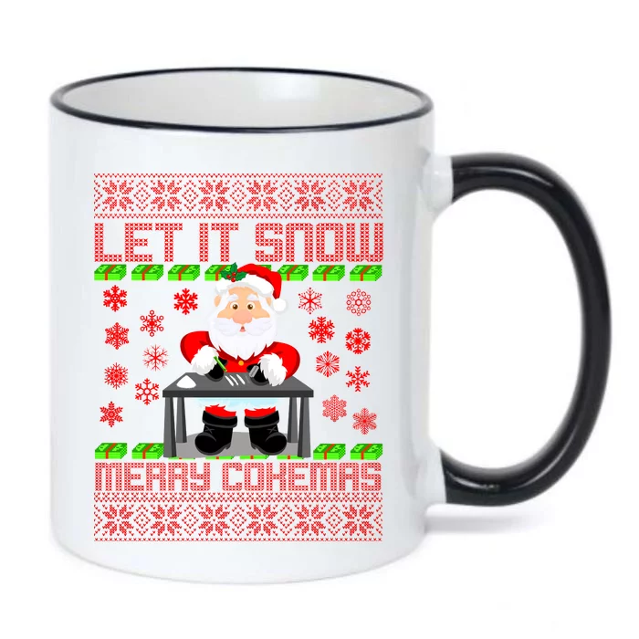 Let It Snow Merry Cokemas Santa Claus Ugly Christmas Black Color Changing Mug