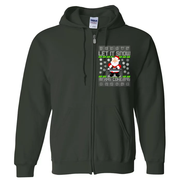 Let It Snow Merry Cokemas Santa Claus Ugly Christmas Full Zip Hoodie