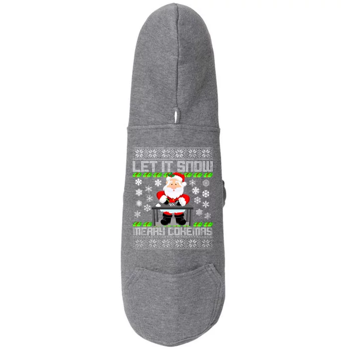 Let It Snow Merry Cokemas Santa Claus Ugly Christmas Doggie 3-End Fleece Hoodie