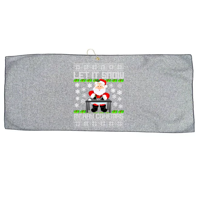 Let It Snow Merry Cokemas Santa Claus Ugly Christmas Large Microfiber Waffle Golf Towel