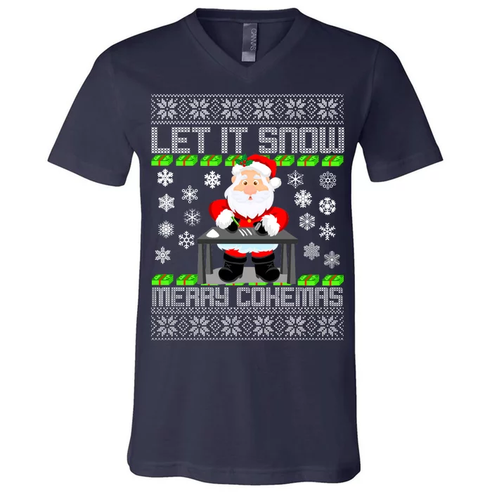 Let It Snow Merry Cokemas Santa Claus Ugly Christmas V-Neck T-Shirt