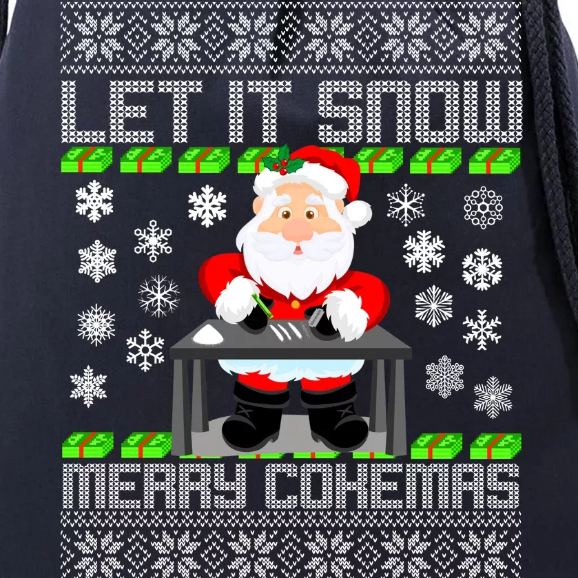 Let It Snow Merry Cokemas Santa Claus Ugly Christmas Drawstring Bag