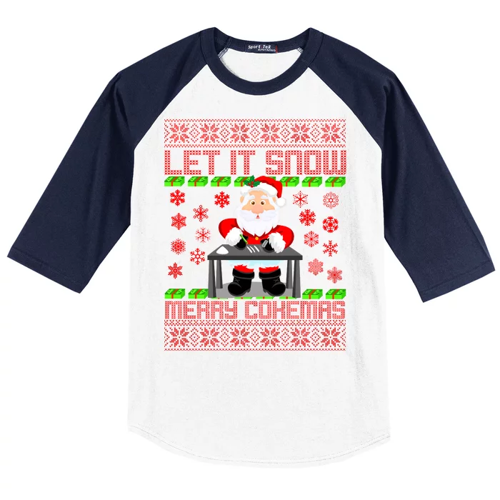 Let It Snow Merry Cokemas Santa Claus Ugly Christmas Baseball Sleeve Shirt