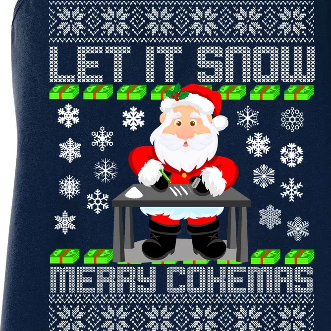 Let It Snow Merry Cokemas Santa Claus Ugly Christmas Women's Racerback Tank