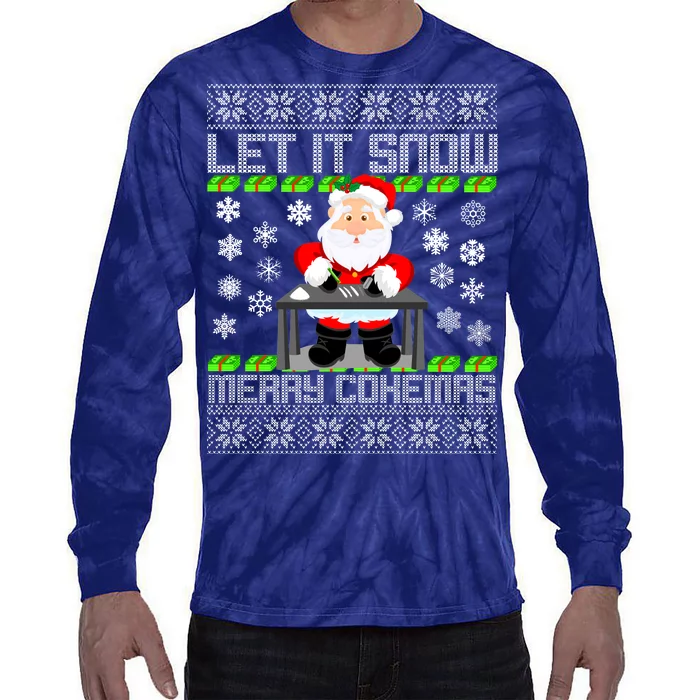 Let It Snow Merry Cokemas Santa Claus Ugly Christmas Tie-Dye Long Sleeve Shirt